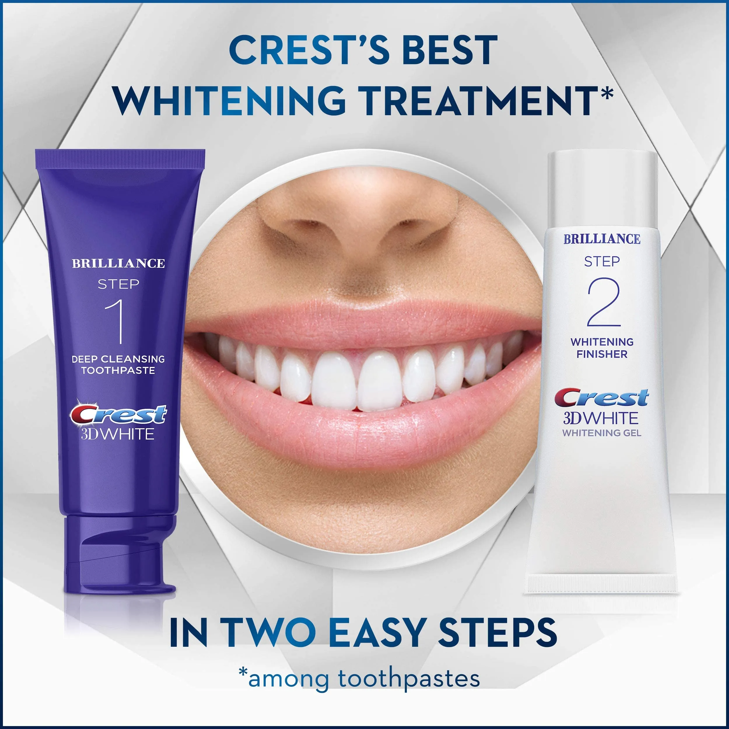 Crest 3D White Brilliance 2 Step Kit, Crest 3D White Toothpaste, Deep Clean Toothpaste (4oz)   Teeth Whitening Gel (2.3oz)