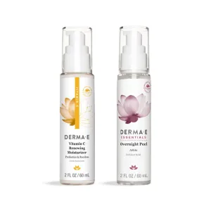 DERMA E Vitamin C Renewing Moisturizer 2 oz   Overnight Peel – Alpha Hydroxy Acid Face Mask for Acne Scars 2 fl oz