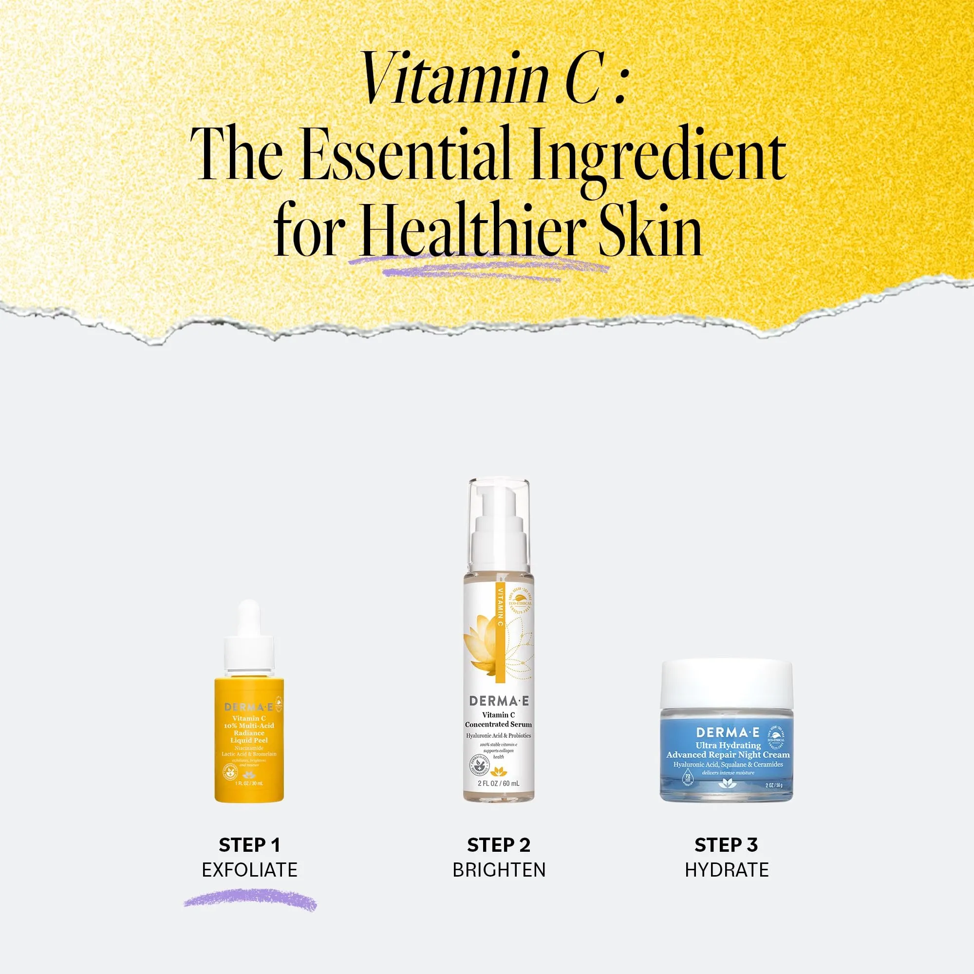 DERMA E Vitamin C Renewing Moisturizer 2 oz   Overnight Peel – Alpha Hydroxy Acid Face Mask for Acne Scars 2 fl oz