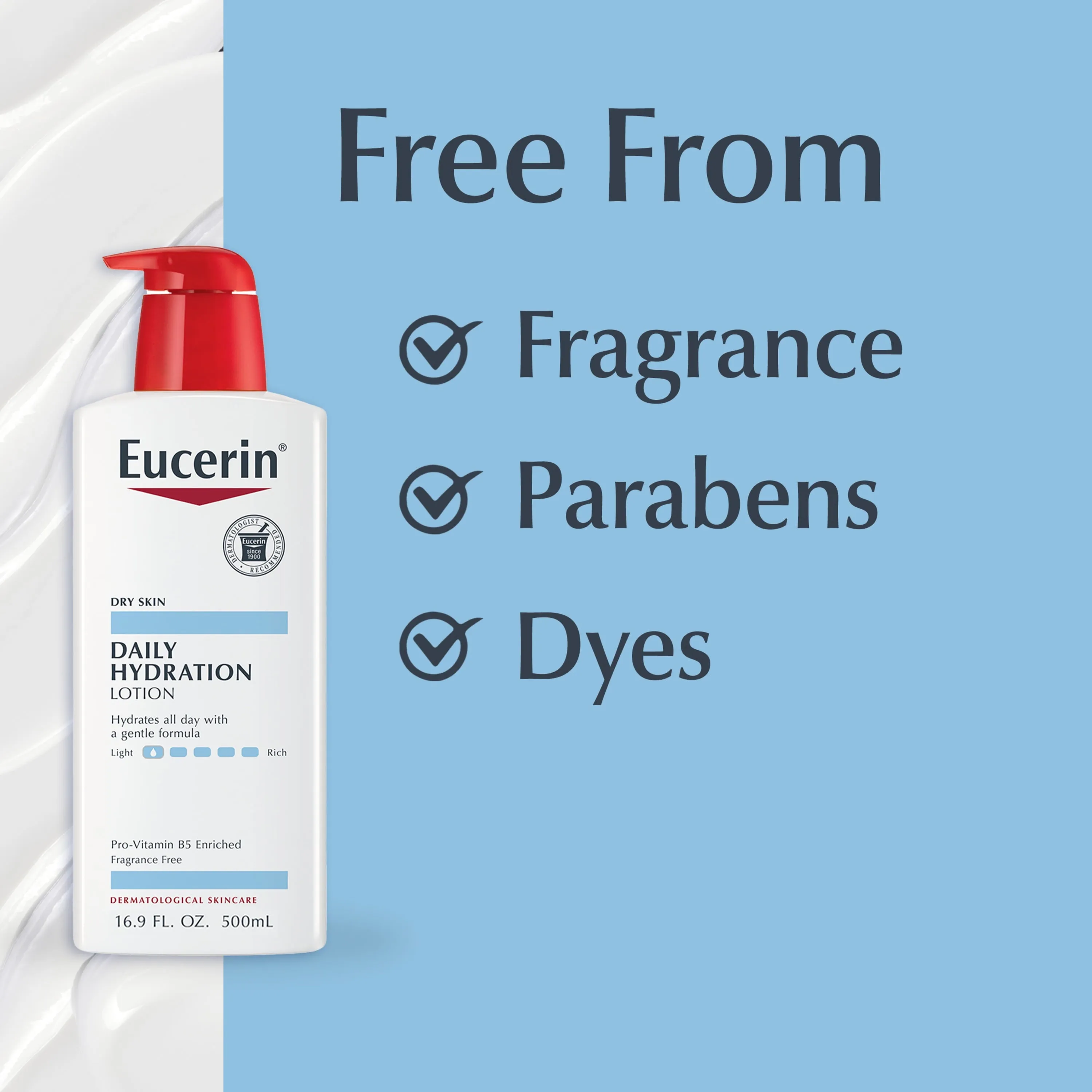 Eucerin Daily Hydration Body Lotion, Unscented Body Lotion, 16.9 Fl Oz Pump Bottle