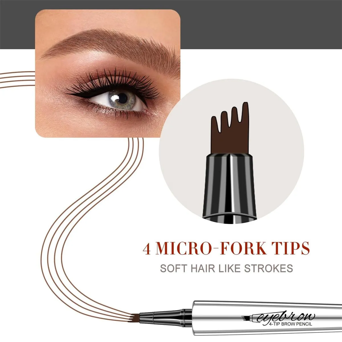Eyebrow Pencil Eyebrow Microblading PenPencil with an Upgrade Micro-Fork Tip Applicator, Waterproof Long-Lasting Microblading Pencil for Eyebrows,Eyebrow Pencil (Dark Brown)