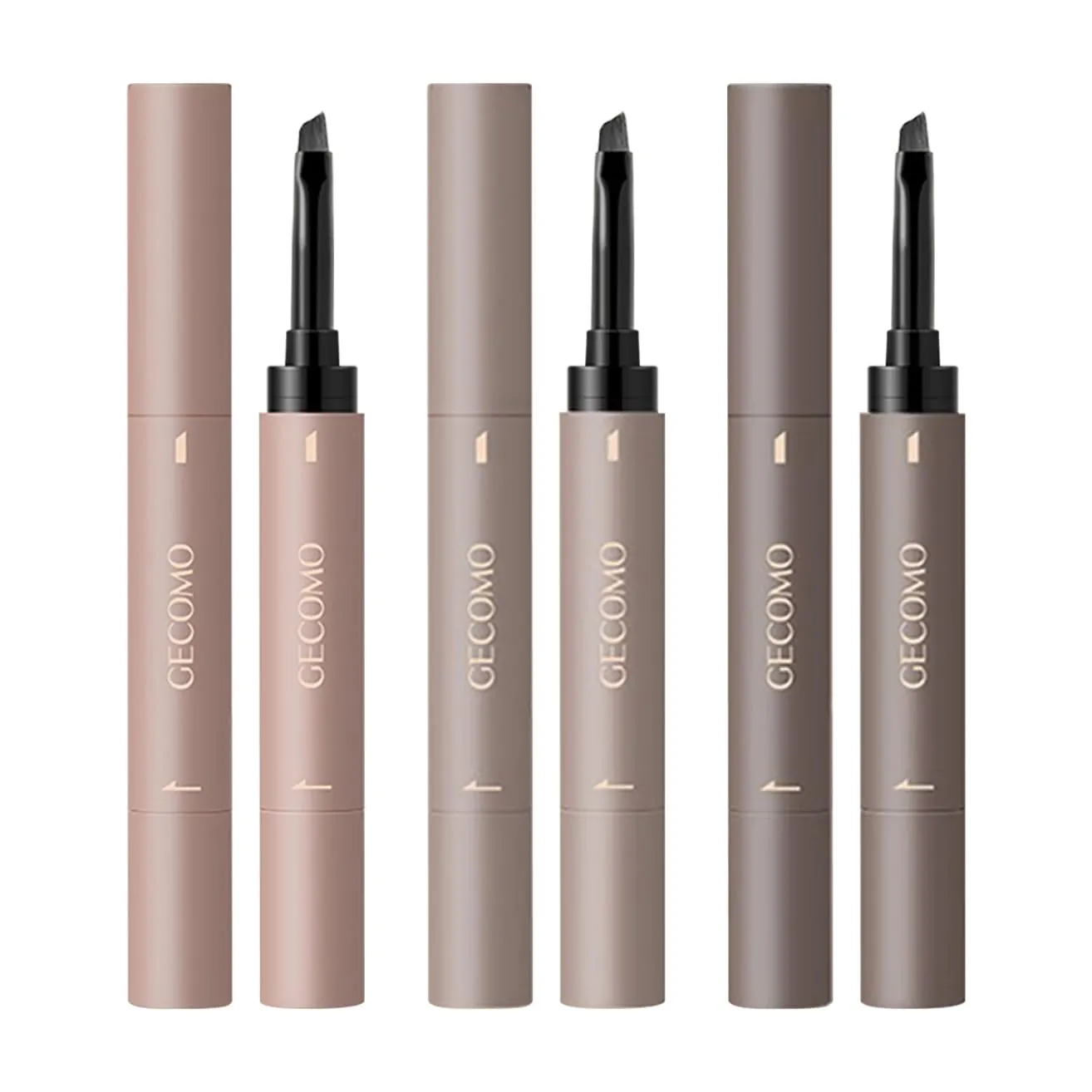 Eyebrow Pencil Set - Slanted tip, wild and natural hair-like tip, patented design, durable, stain-resistant, suitable for beginners and professionals (3 pieces), Caramel/Taupe/Dark Brown