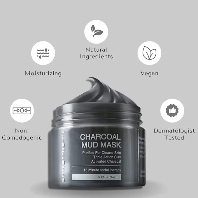 Face Mask Trio with Applicator (Turmeric Clay, Dead Sea Mud & Charcoal Gel Face Mask)