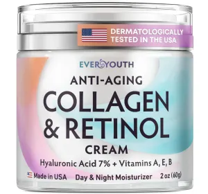 Face Moisturizer for Women, Anti Aging Collagen Cream for Face with Hyaluronic Acid and Vitamin A, Day & Night Retinol Cream, Daily Moisturizer for Face, Neck Creams for Tightening and Firming, 1.7oz