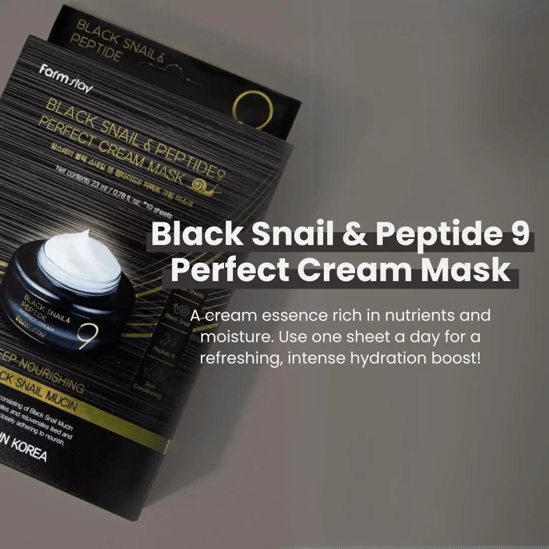Farmstay Black Snail & Peptide 9 Perfect Cream Mask (10sheets)