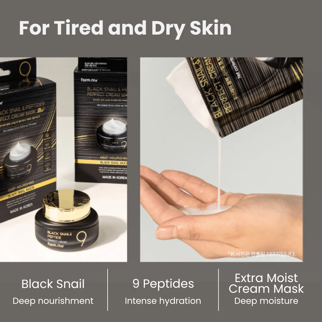 Farmstay Black Snail & Peptide 9 Perfect Cream Mask (10sheets)