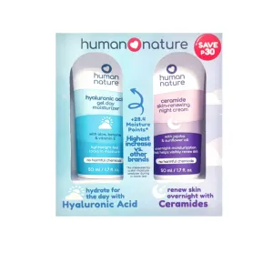 Human Nature Moisture Duo: Hyaluronic Acid Gel Day Moisturizer 50ml & Ceramide Night Cream 50ml Set