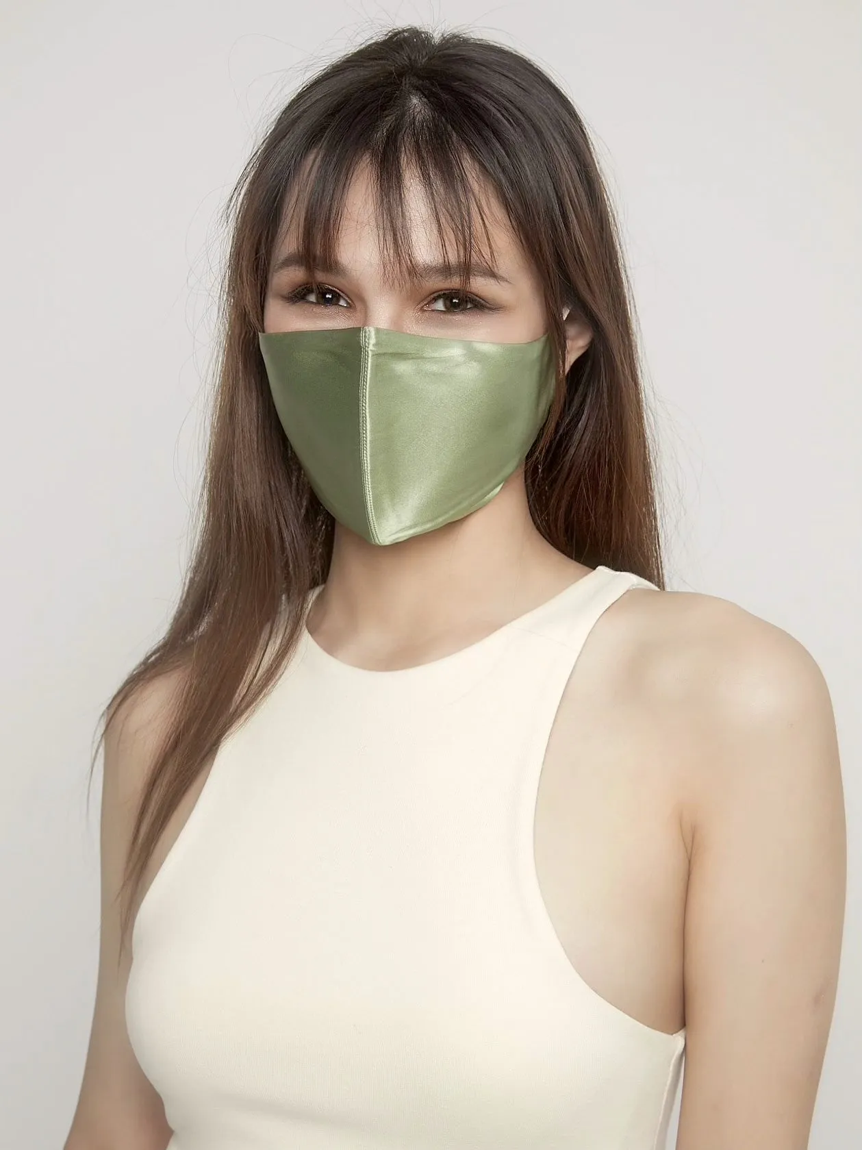 Ice-Cream 100% Organic Mulberry Silk Face Mask with Filter | Sage Green