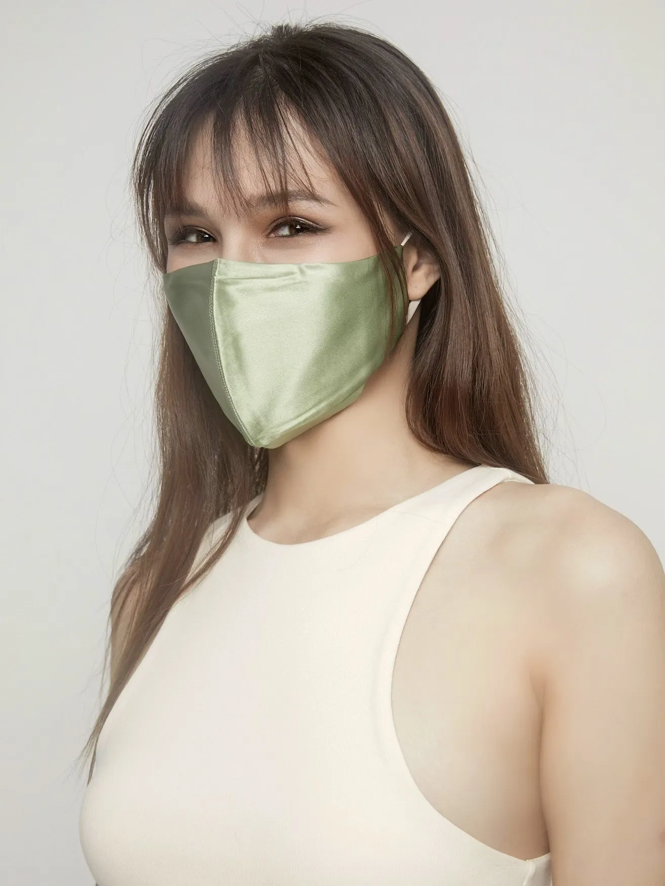 Ice-Cream 100% Organic Mulberry Silk Face Mask with Filter | Sage Green