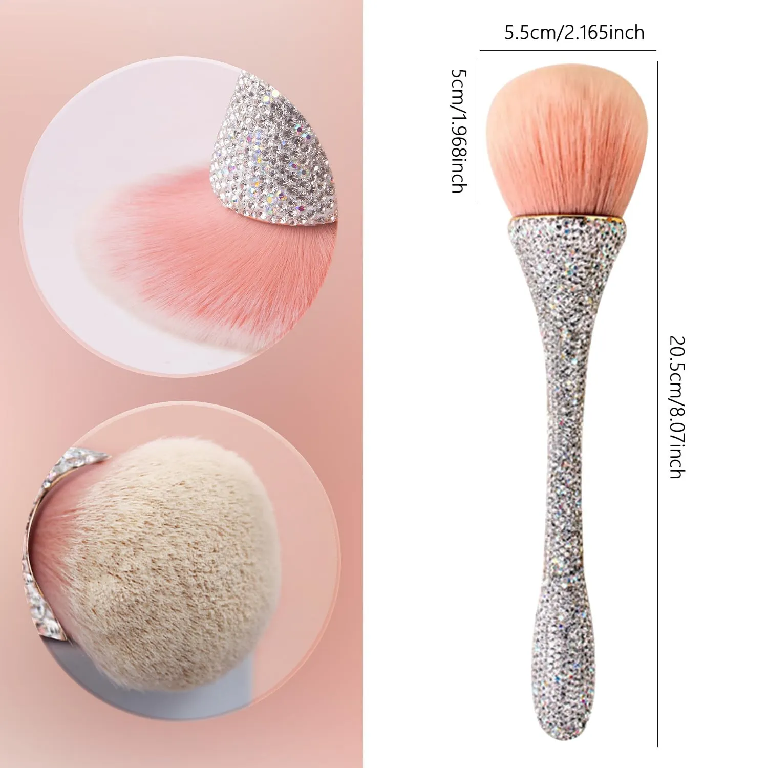 JERCLITY 1 Piece Powder Makeup Brushes Blush Brush Super Large Face Makeup Brushes Kabuki Brushes for Powder Cosmetic Nail Dust Brush Loose Powder Brush Makeup Tool(White Diamond)