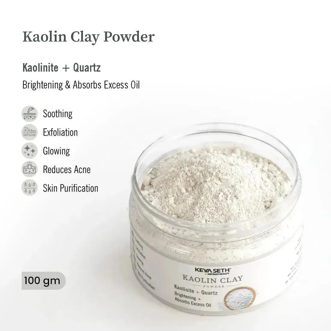 Kaolin Clay Powder Face Pack For Women & Men, Brightening   Absorbs Excess Oil