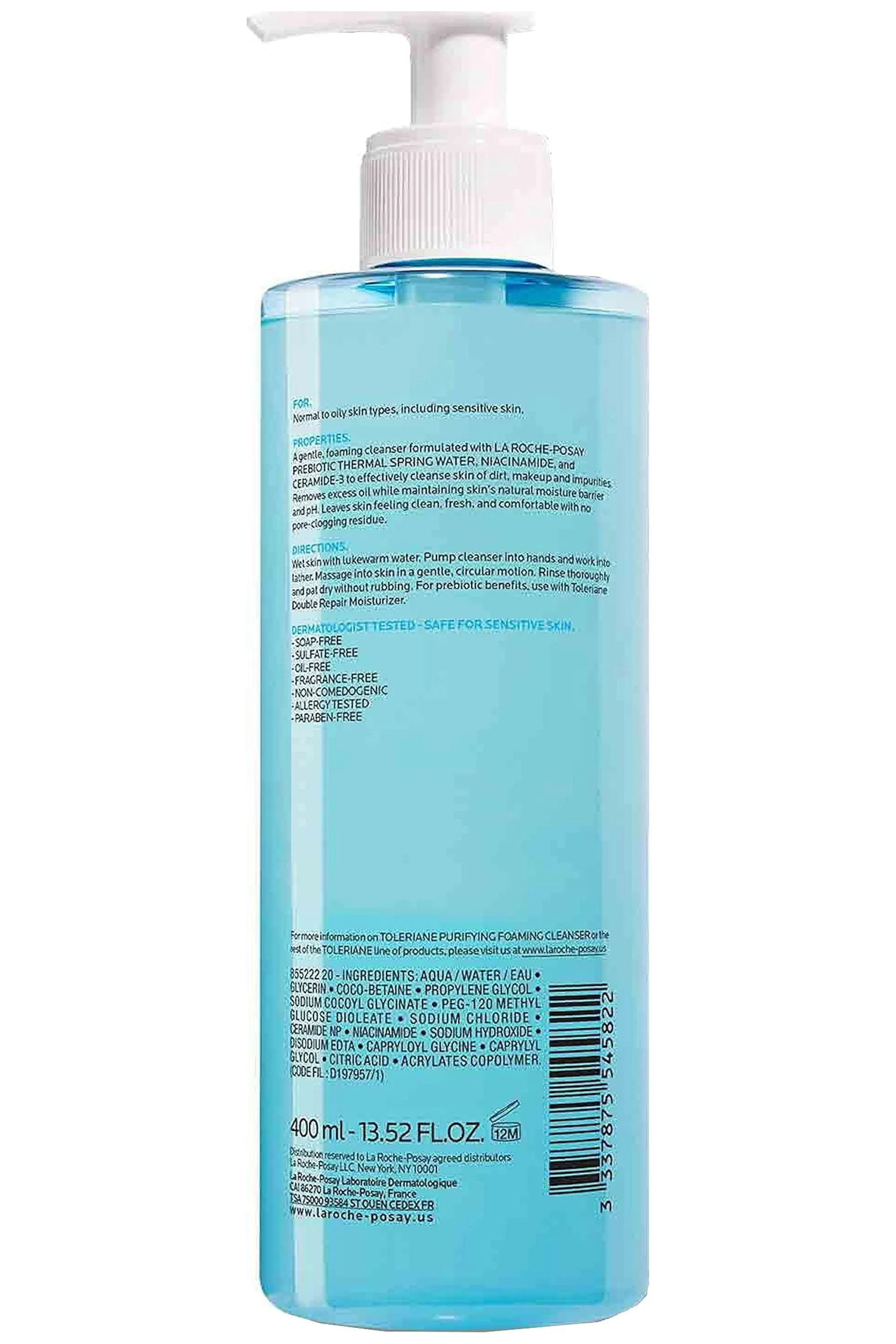 La Roche-Posay Toleriane Purifying Foaming Facial Wash 13.52 fl oz (400ml)