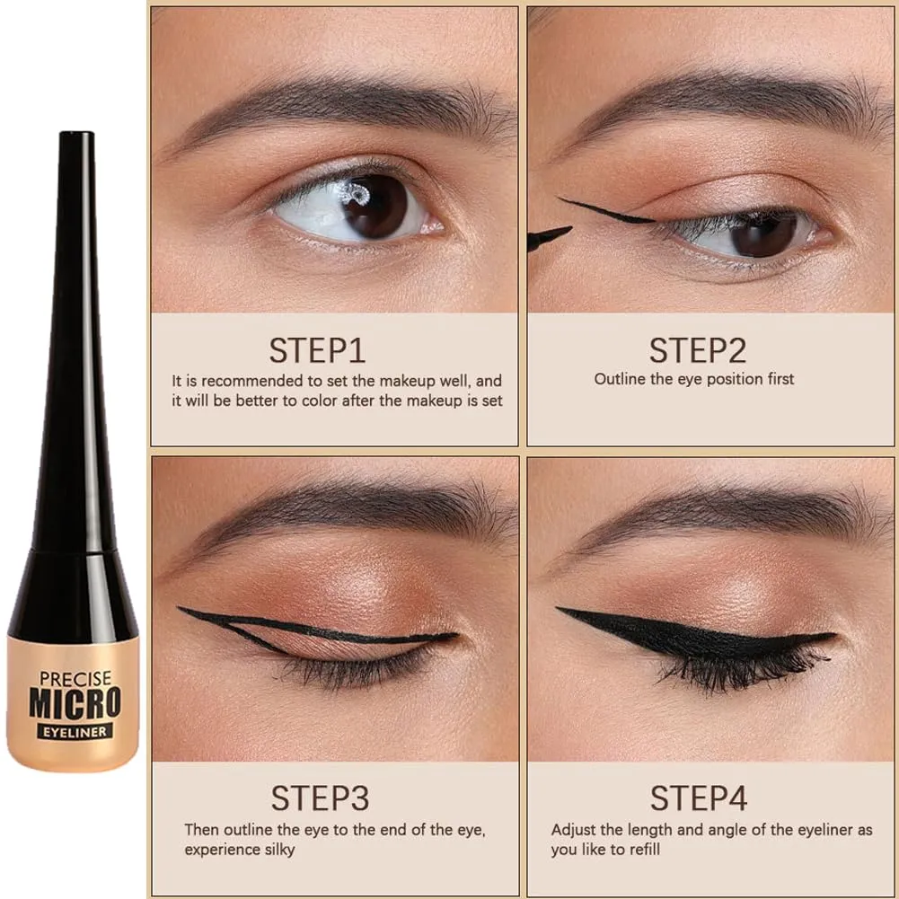 Liquid Eyeliner Waterproof Long Lasting Precise Eyeliner Pen Highly Pigmented Eye Liners Makeup (Black)
