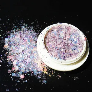 Loose Sequins, PaillettesHolographic Nail Glitter Flakes Sequin 3D Nail Sparkly Powder Colorful Hexagon Sequins for Polish Nails Art Decorations(05light Purple,50ML)