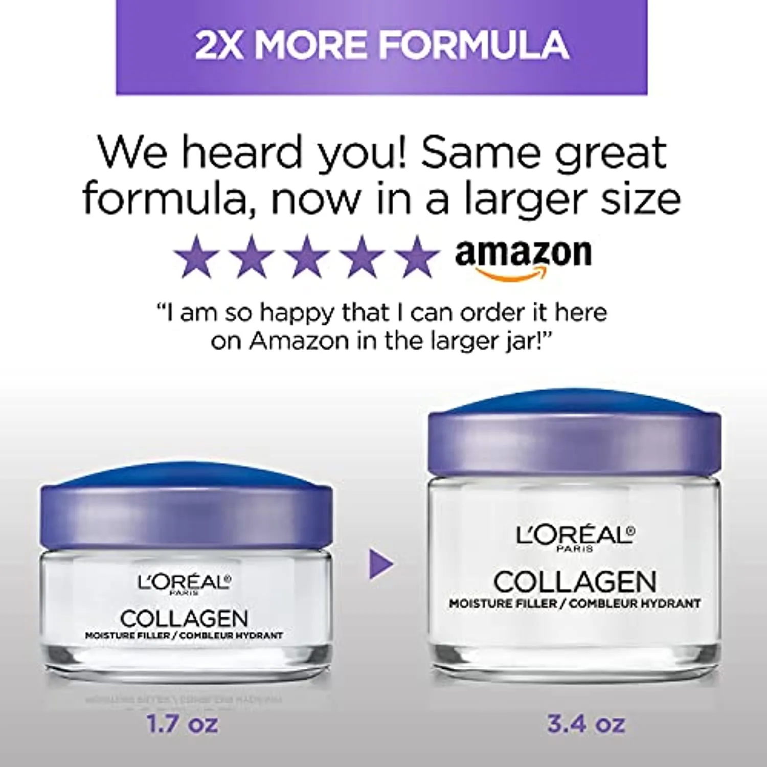 L'Oreal Paris Skincare Collagen Face Moisturizer, Day and Night Cream, Anti-Aging Face, Neck and Chest Cream to smooth skin and reduce wrinkles, 3.4 oz, Packaging May Vary