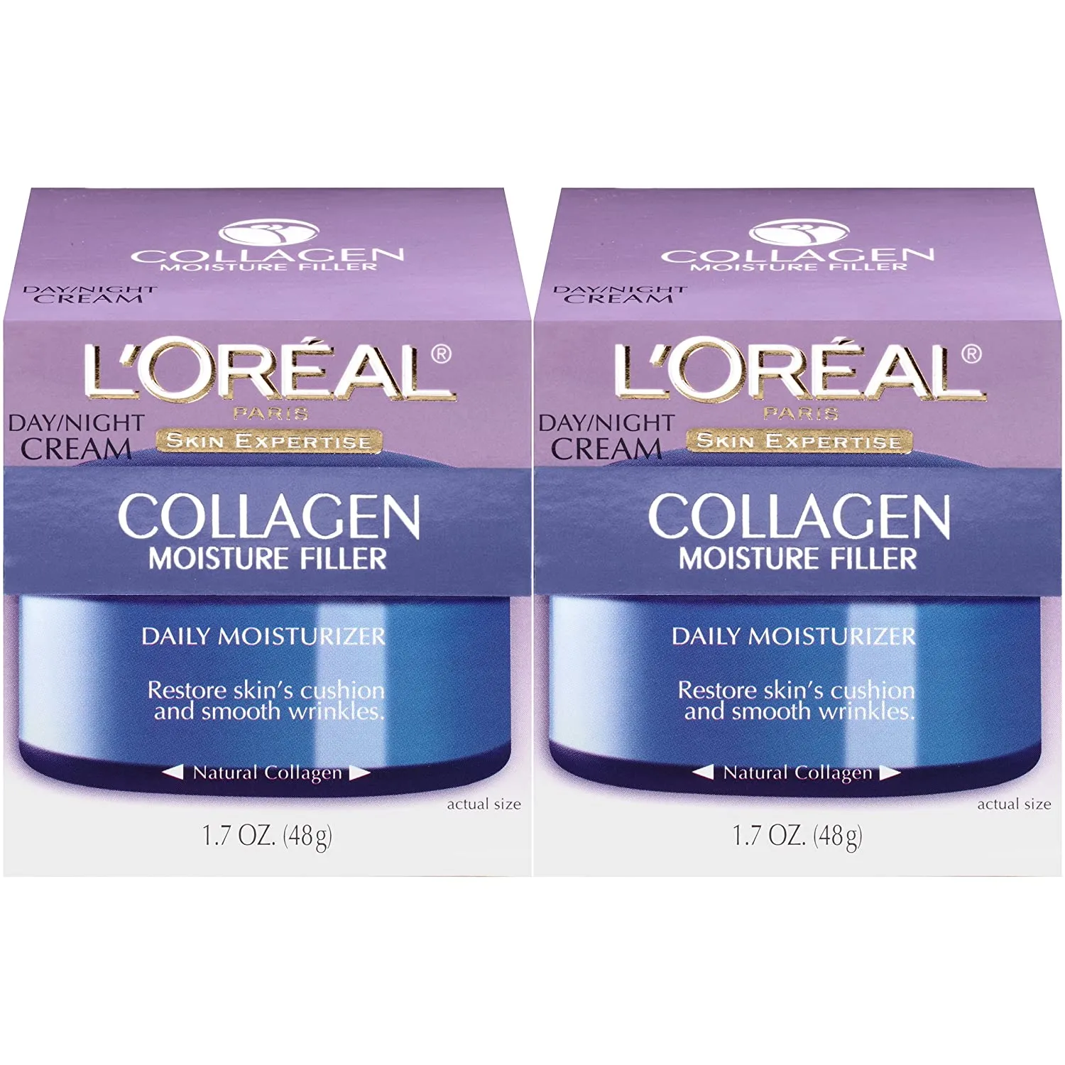 L'Oreal Paris Skincare Collagen Face Moisturizer, Day and Night Cream, Anti-Aging Face, Neck and Chest Cream to smooth skin and reduce wrinkles, 3.4 oz, Packaging May Vary