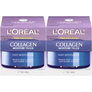 L'Oreal Paris Skincare Collagen Face Moisturizer, Day and Night Cream, Anti-Aging Face, Neck and Chest Cream to smooth skin and reduce wrinkles, 3.4 oz, Packaging May Vary