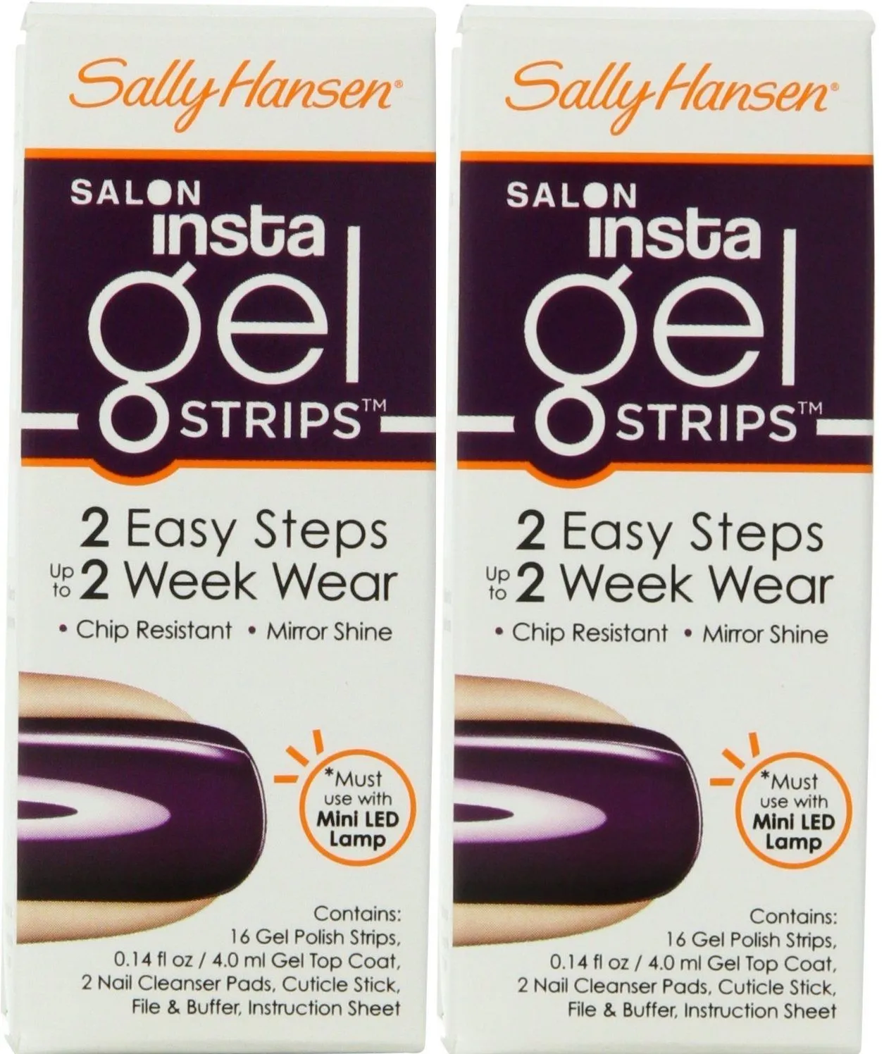 LOT OF 2 -Sally Hansen INSTA GEL Strips, 16-Strips-Chip Resistant - TROUBLEMAKER