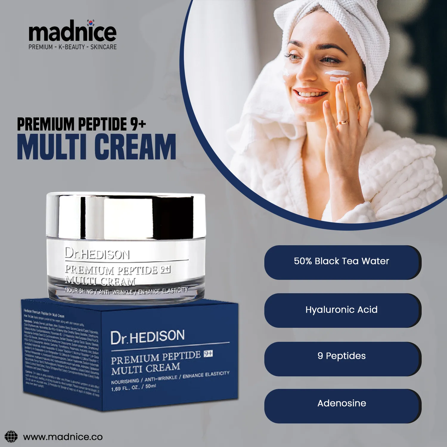 Madnice Premium Peptide 9  Multi Cream by Dr. Hedison - Anti-Aging - 50ml