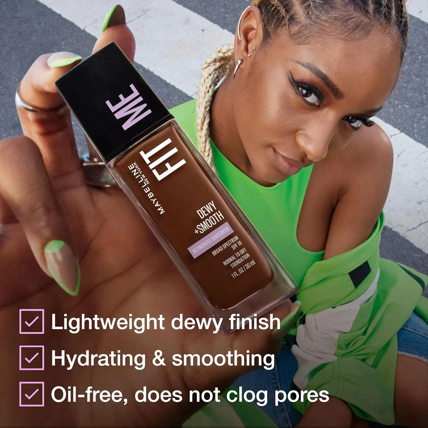 Maybelline Fit Me Dewy   Smooth Liquid Foundation Makeup, Fair Porcelain, 1 Count (Packaging May Vary)