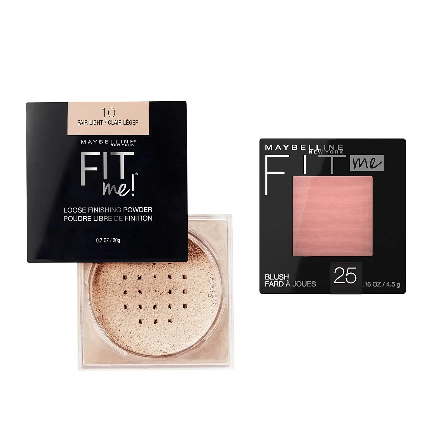 Maybelline Fit Me Loose Finishing Powder   Fit Me Blush Makeup Bundle, Includes 1 Setting Powder in Fair and 1 Blush in Pink