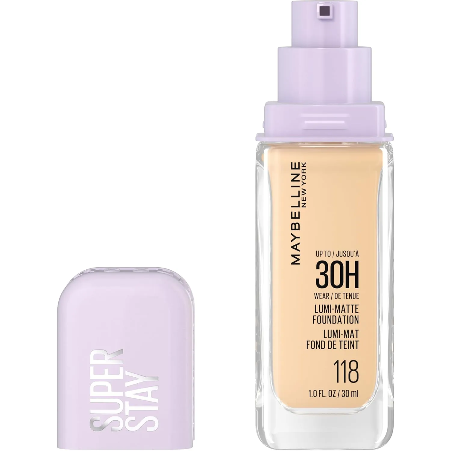 Maybelline Super Stay Lumi-Matte Foundation, Lightweight and Buildable Full Coverage Foundation Makeup For Up To 30HR Wear, 125, 1 Count