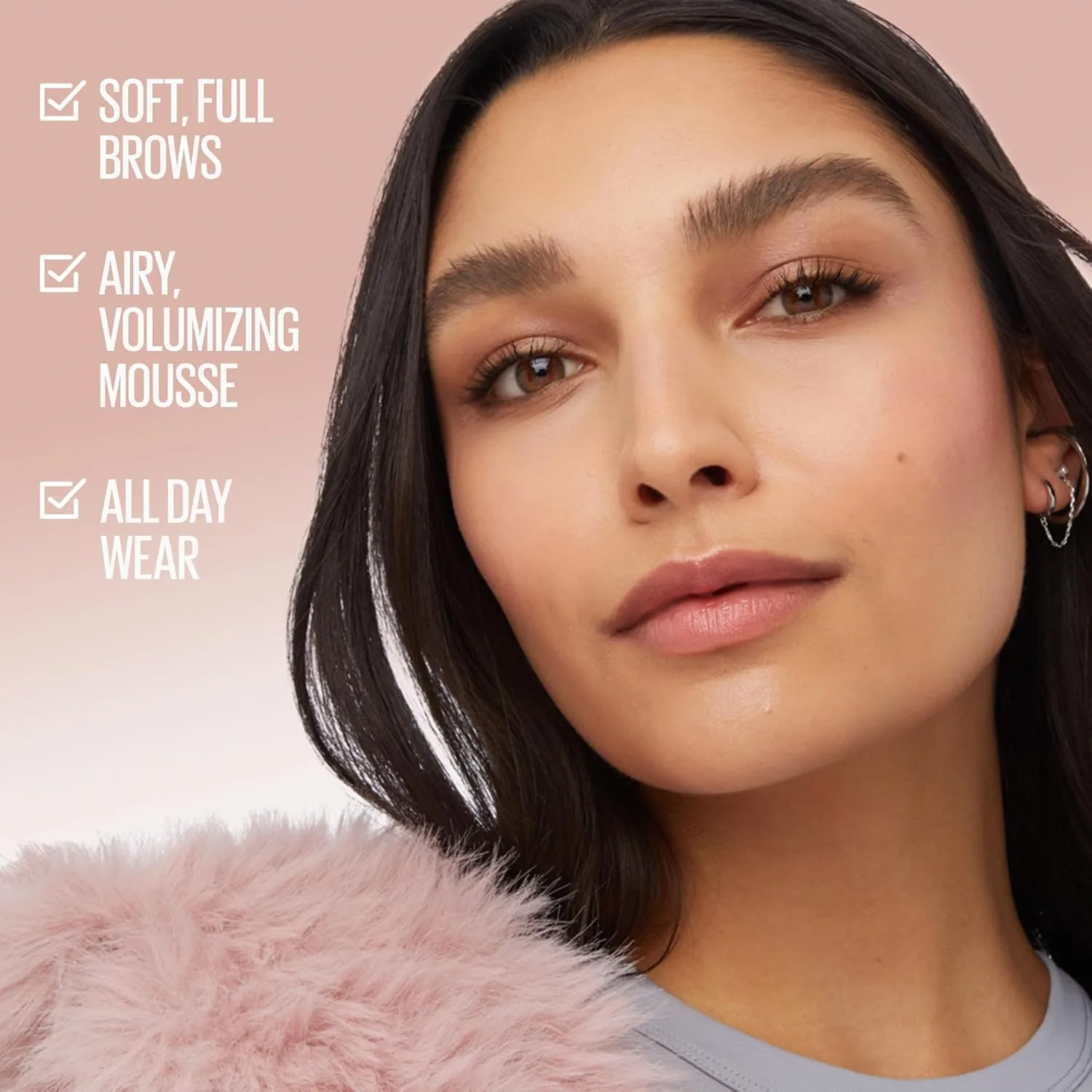 Maybelline Superfluff Volumizing Brow Mousse, All Day Tinted Brow Gel For Soft Full Brows, Black, 1 Count