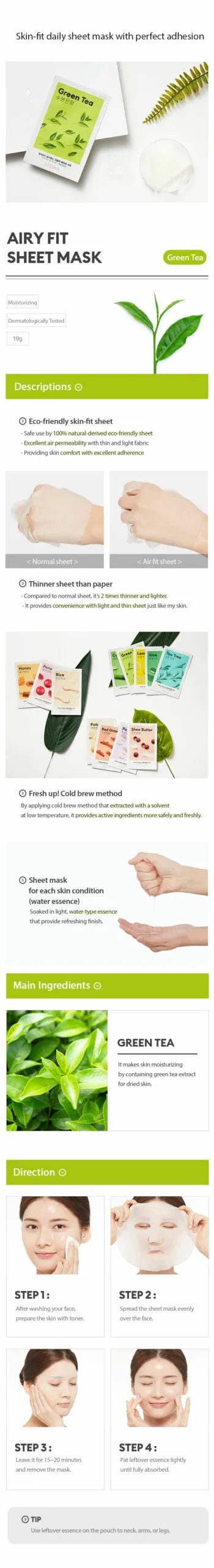 MISSHA Airy Fit Sheet Mask Green Tea