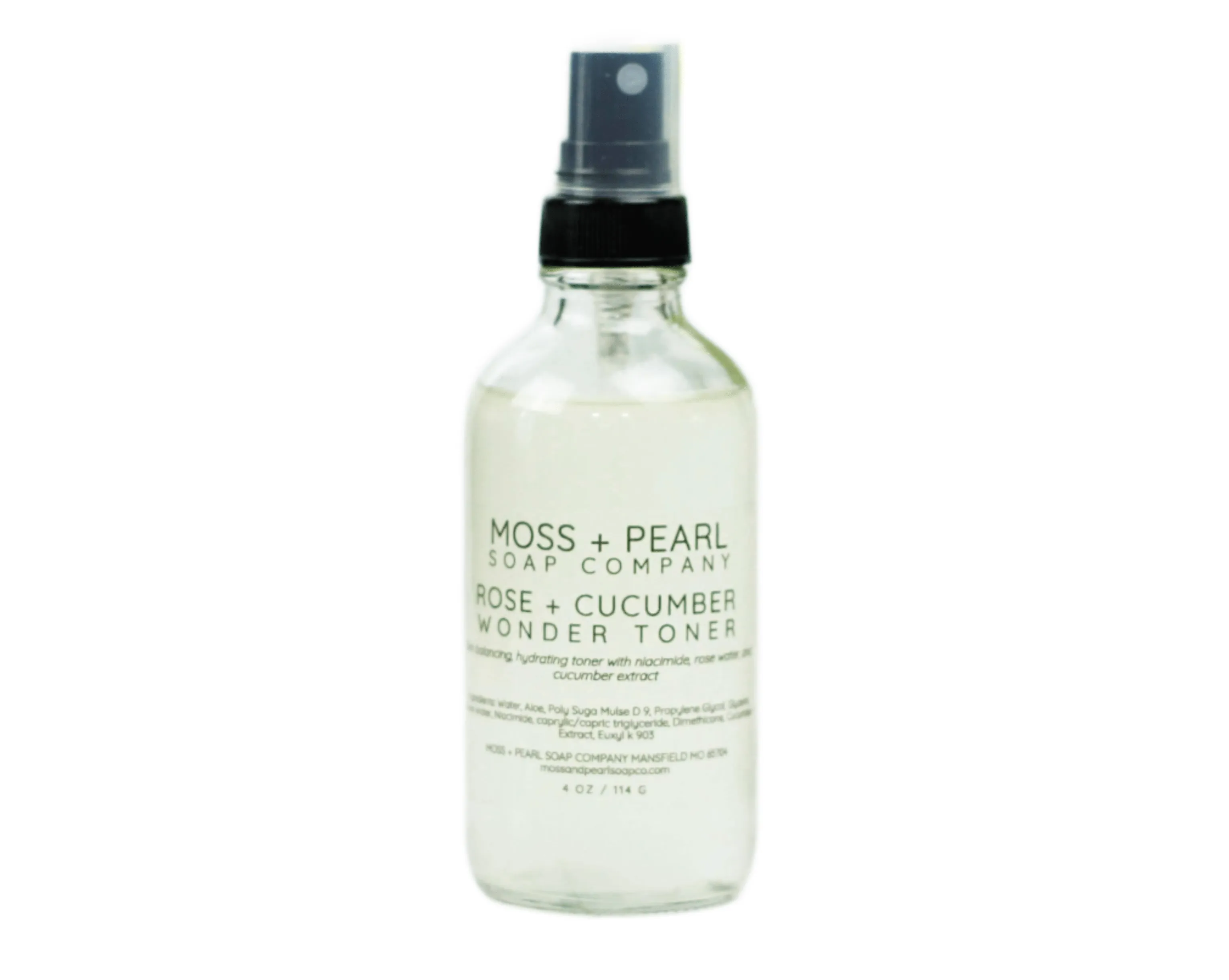 Moss   Pearl Soap Company- Hydrating Rose Water and Cucumber Extract Toner with Niacinamide: Balancing and Refreshing