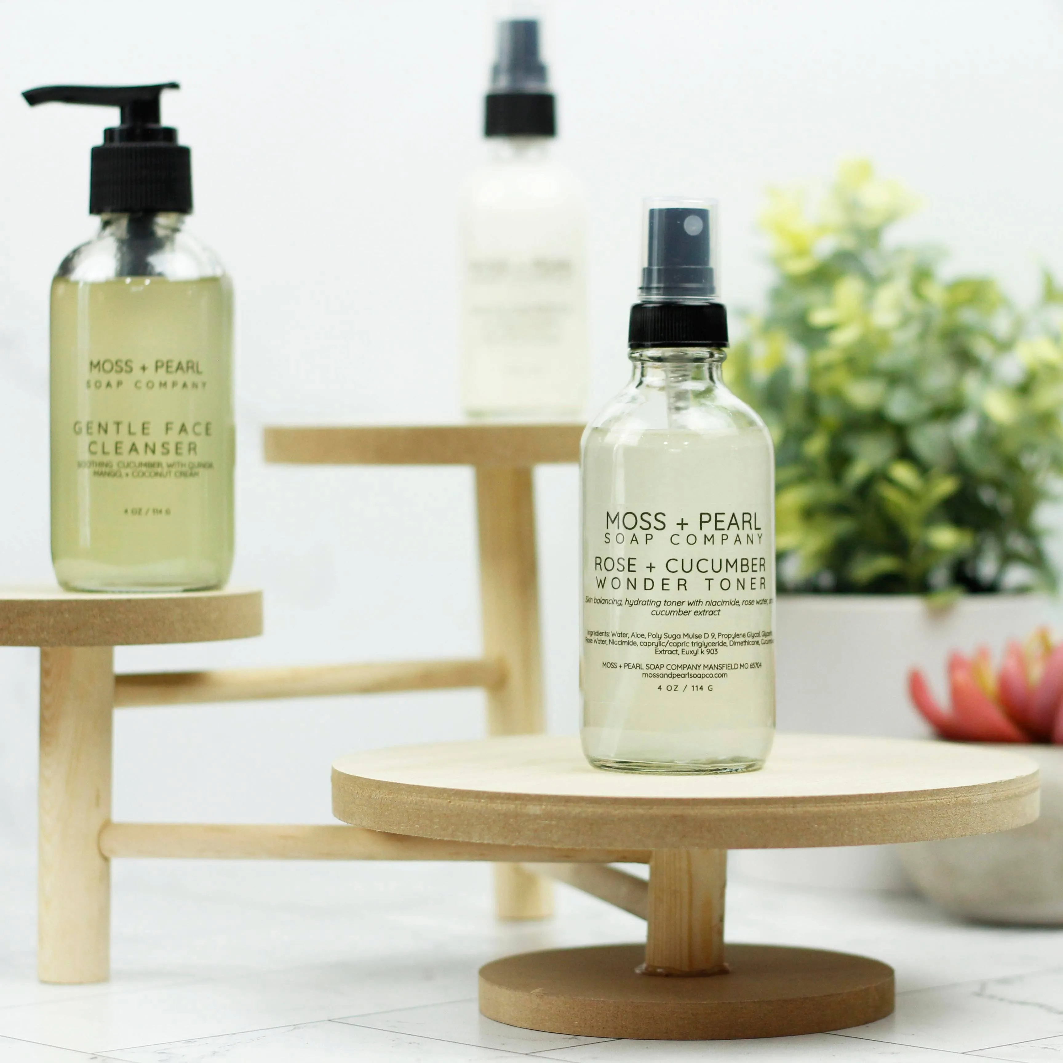 Moss   Pearl Soap Company- Hydrating Rose Water and Cucumber Extract Toner with Niacinamide: Balancing and Refreshing