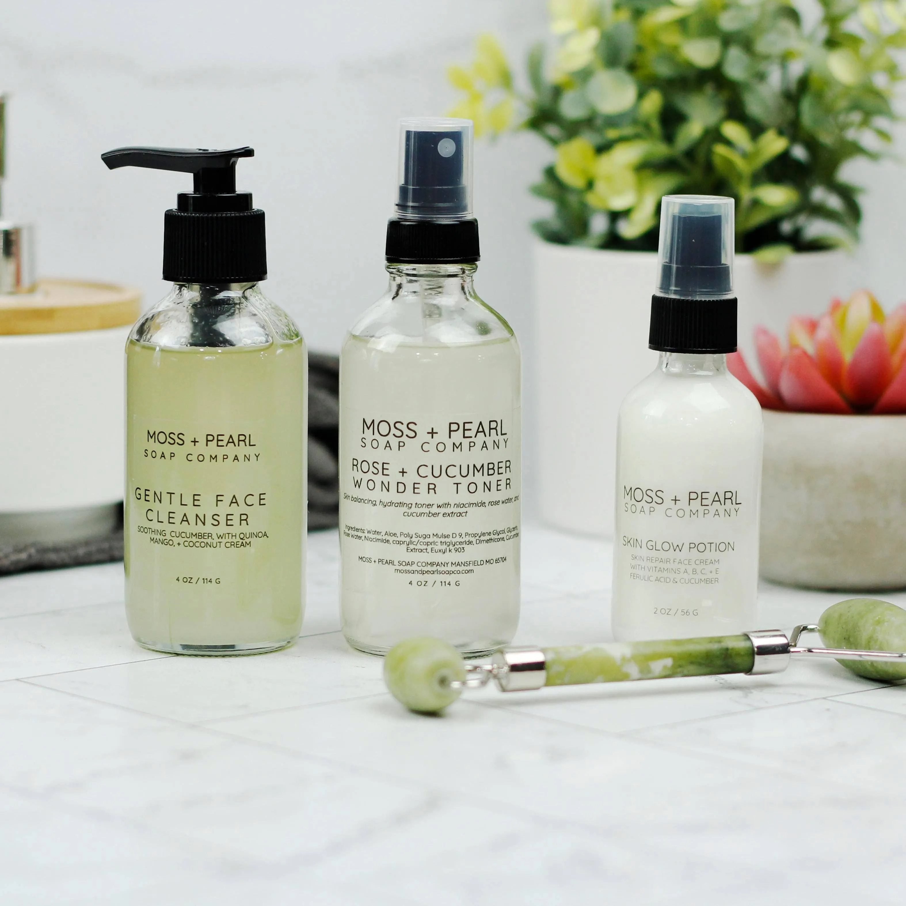 Moss   Pearl Soap Company- Hydrating Rose Water and Cucumber Extract Toner with Niacinamide: Balancing and Refreshing