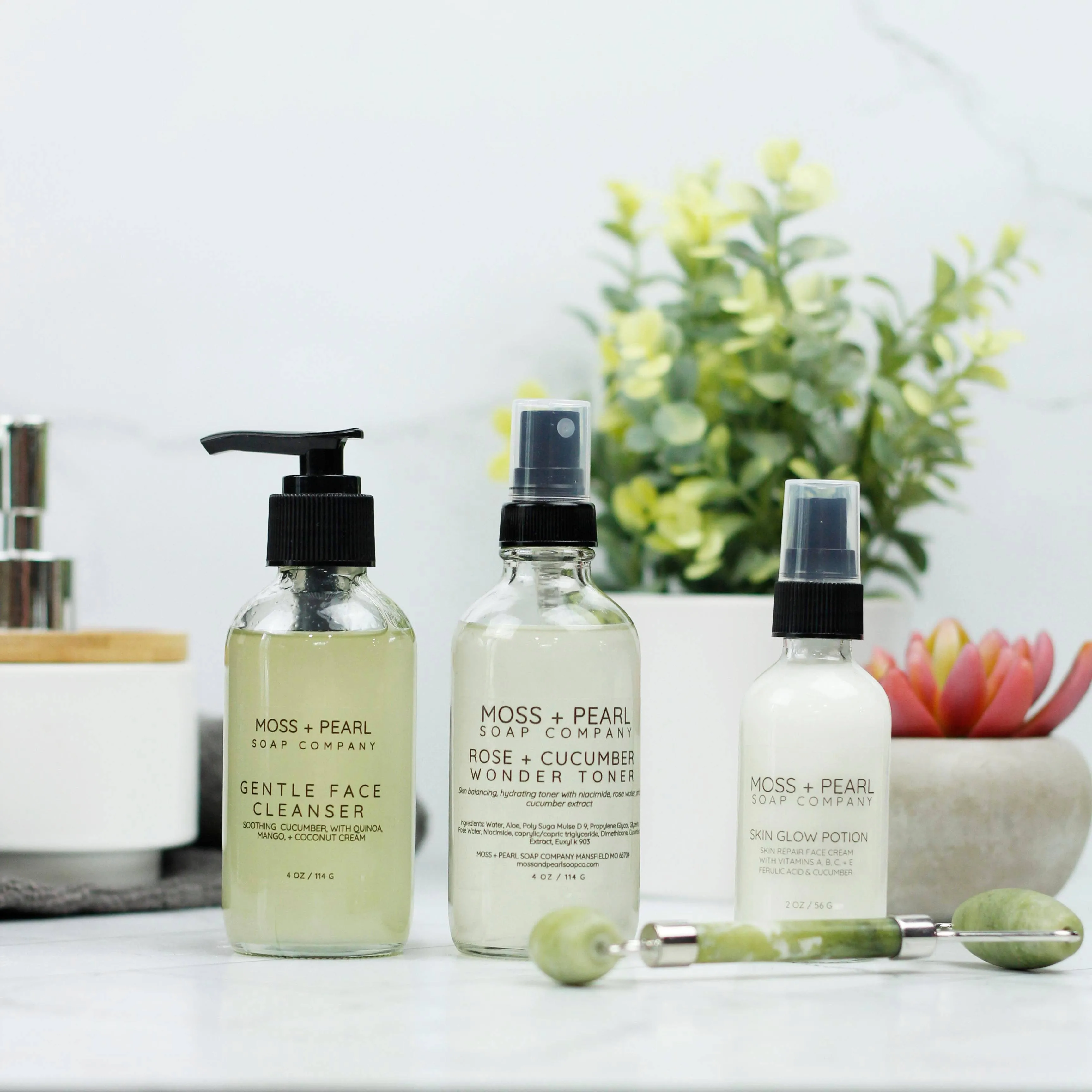 Moss   Pearl Soap Company- Hydrating Rose Water and Cucumber Extract Toner with Niacinamide: Balancing and Refreshing