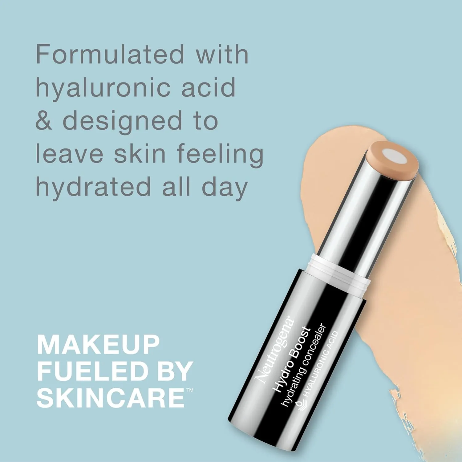 Neutrogena Hydro Boost Hydrating Concealer Stick for Dry Skin, Oil-Free, Lightweight, Non-Greasy and Non-Comedogenic Cover-Up Makeup with Hyaluronic Acid, 50 Deep, 0.12 Oz