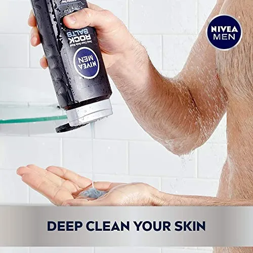 Nivea Men Deep Clean Rock Salts Body Wash, Exfoliating Rock Salt Body Wash, 3 Pack of 16.9 Fl Oz Bottles