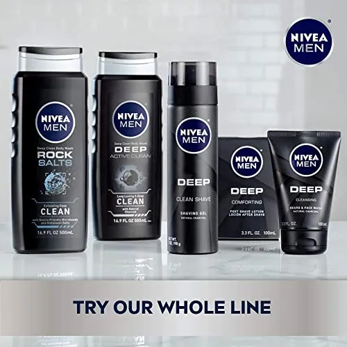 Nivea Men Deep Clean Rock Salts Body Wash, Exfoliating Rock Salt Body Wash, 3 Pack of 16.9 Fl Oz Bottles