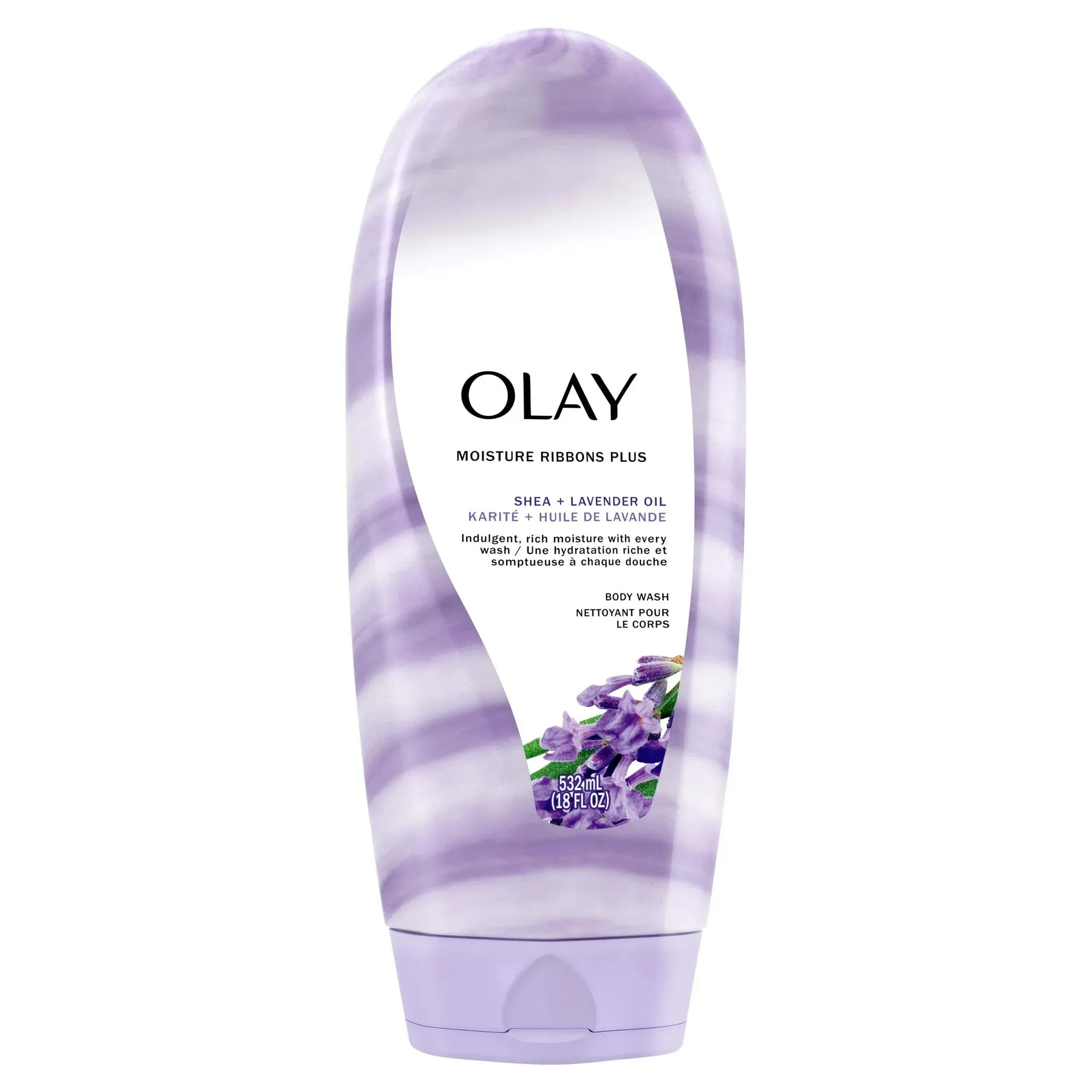 Olay Moisture Ribbons Plus Shea   Lavender Oil Women's Body Wash, for All Skin Types, 18 fl oz