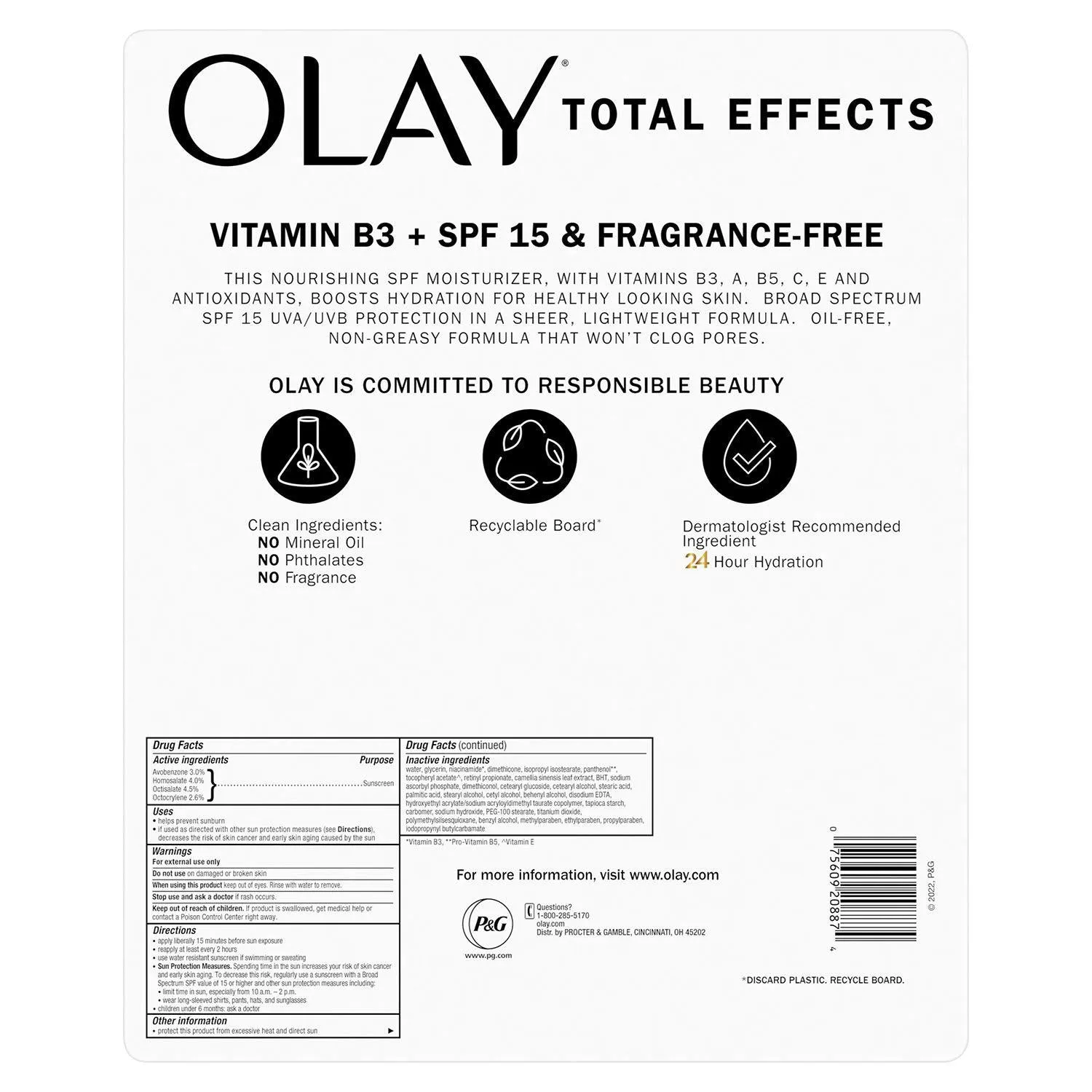 Olay Total Effects Face Moisturizer, SPF 15, 3.4 fl. oz.