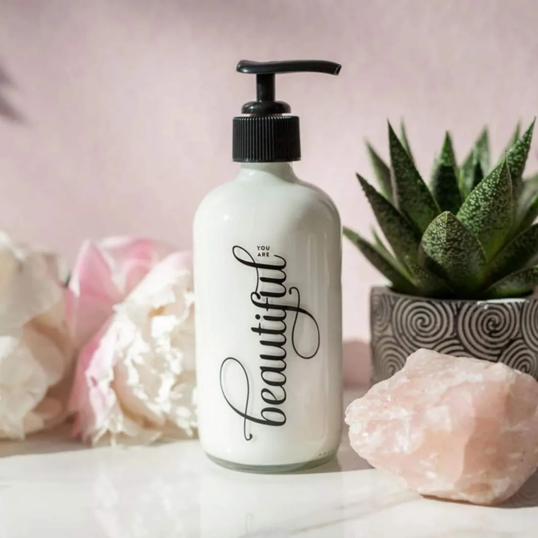 Olivine Atelier You Are Beautiful Lotion (Unscented) 8 Ounce Glass Bottle