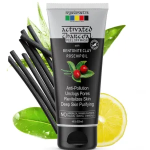 Organix Mantra Bamboo Charcoal Peel Off Mask, Removes blackheads & whiteheads, Deep Skin Cleansing and Purifying, Acne Control, 120ML