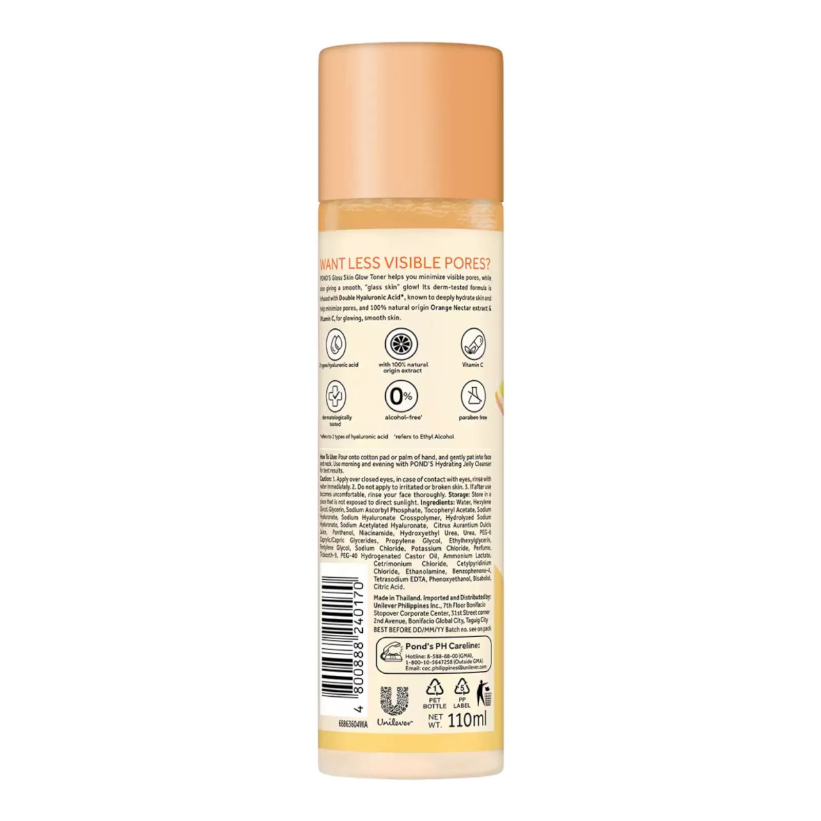 Ponds Healthy Hydration - ORANGE NECTAR -Glass Skin Glow toner 110ml