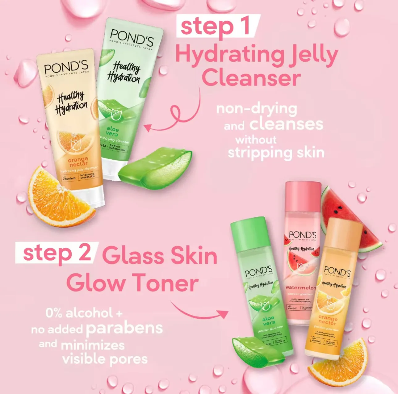 Ponds Healthy Hydration - ORANGE NECTAR -Glass Skin Glow toner 110ml