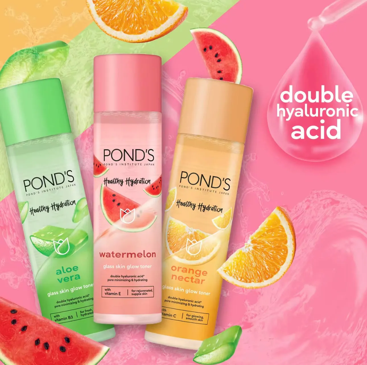 Ponds Healthy Hydration - ORANGE NECTAR -Glass Skin Glow toner 110ml