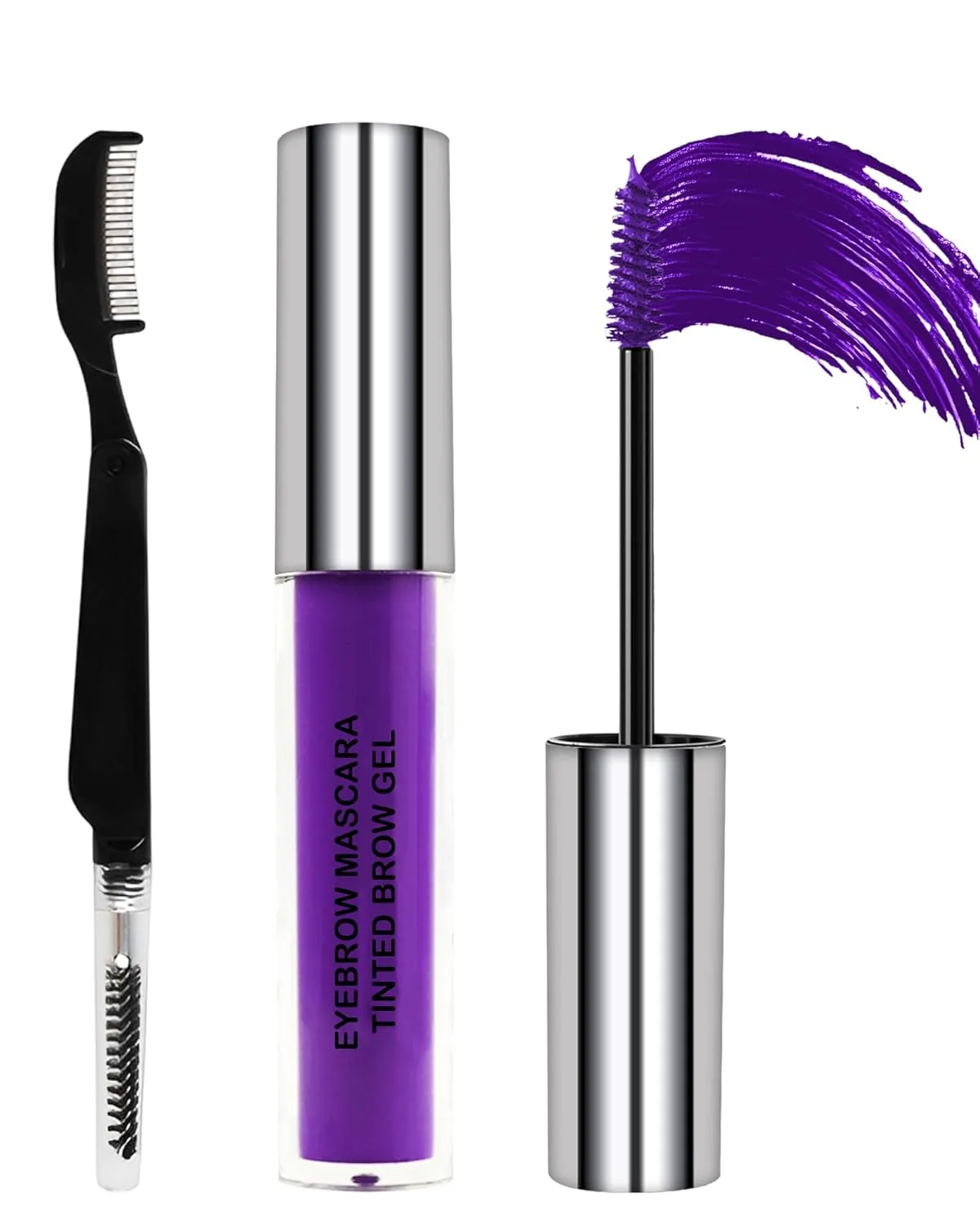 Purple Waterproof Mascara for Eyelashes Eyebrow, Long Lasting Tinted Brow Lash Extension Mscara, Curly Volumizing Eyebrow Mascara, Smudge Proof Non Clump Colored Brow Gel Eye Makeup for Women