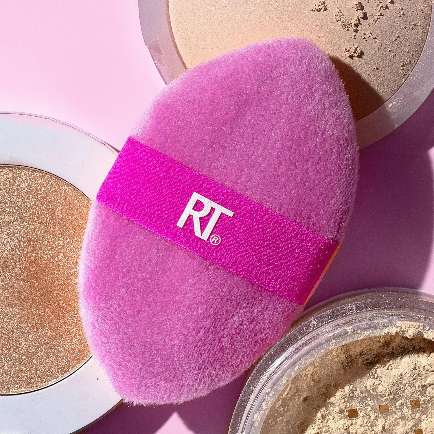 Real Techniques Miracle 2-In-1 Powder Puff 4 Pack, Dual-Sided, Full Size Makeup Blending Puff, Reversible Elastic Band, Makeup Sponge & Powder Puff, For Liquid, Cream & Powder Products, Cruelty-Free