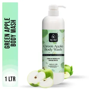 Rubz Green Apple Body Wash | Enriched With Glycerin & Long Lasting Fragrance | Soap-Free Body Wash For Women And Men | Paraben Free | SLS Free | 1 Litre