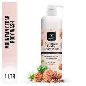 Rubz Mountain Cedar Body wash | Enriched With Glycerin & Long Lasting Fragrance | Soap-Free Body Wash For Women And Men | Paraben Free | SLS Free | 1 Litre