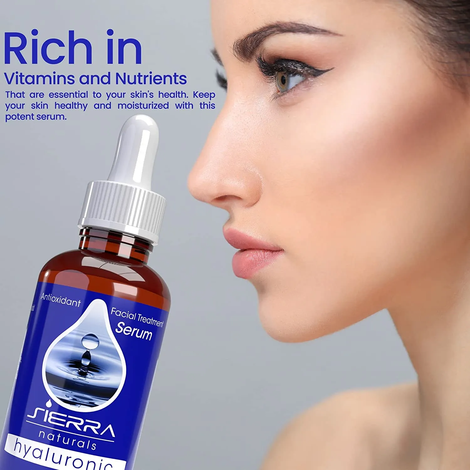 Sierra Naturals Hyaluronic Acid Serum for Face For Dry Skin Anti-aging Collagen Boosting, 1 oz