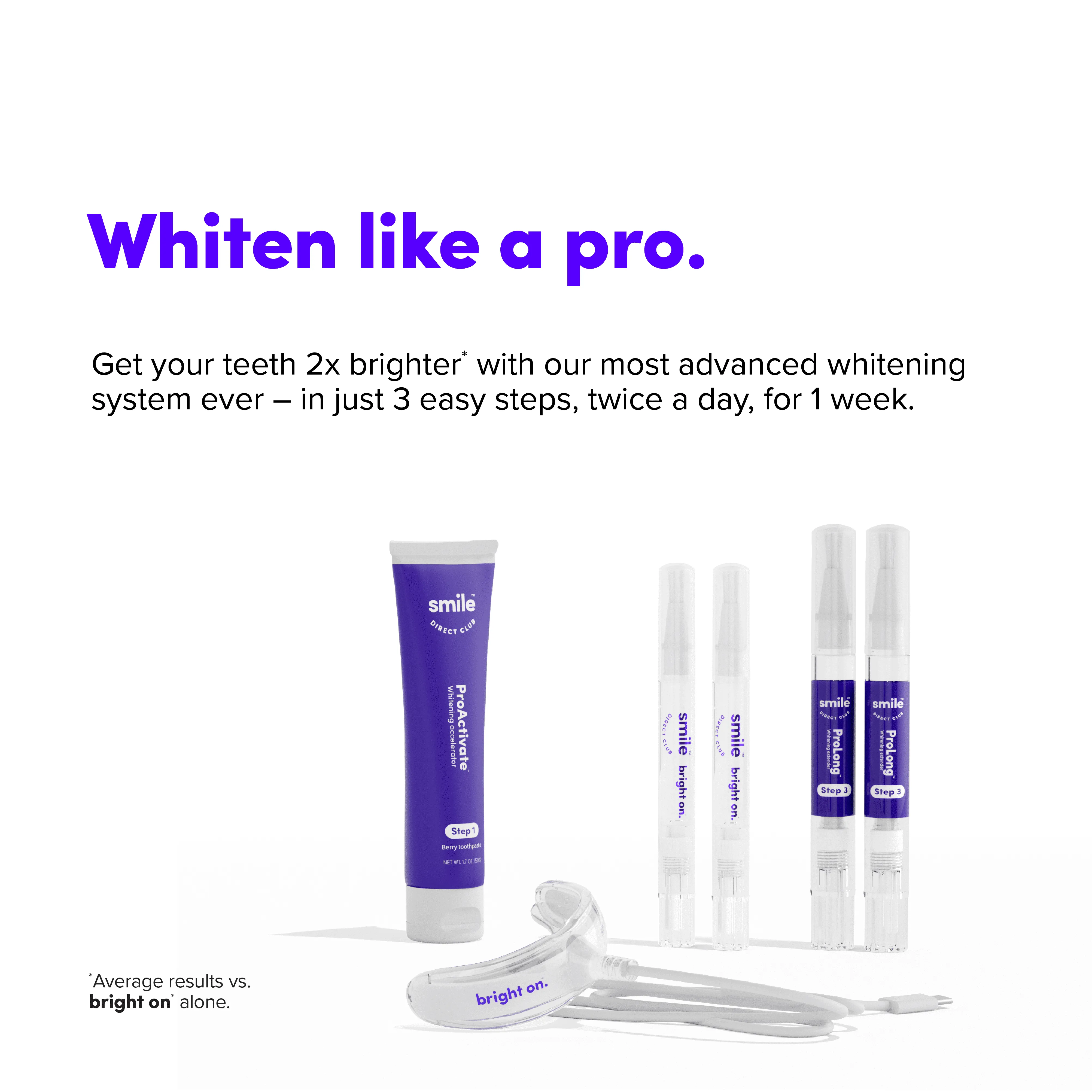 SmileDirectClub Pro Teeth Whitening System with LED Light - 4 Pack Pens and Whitening Toothpaste - Professional Strength Hydrogen Peroxide - Pain Free and Enamel Safe