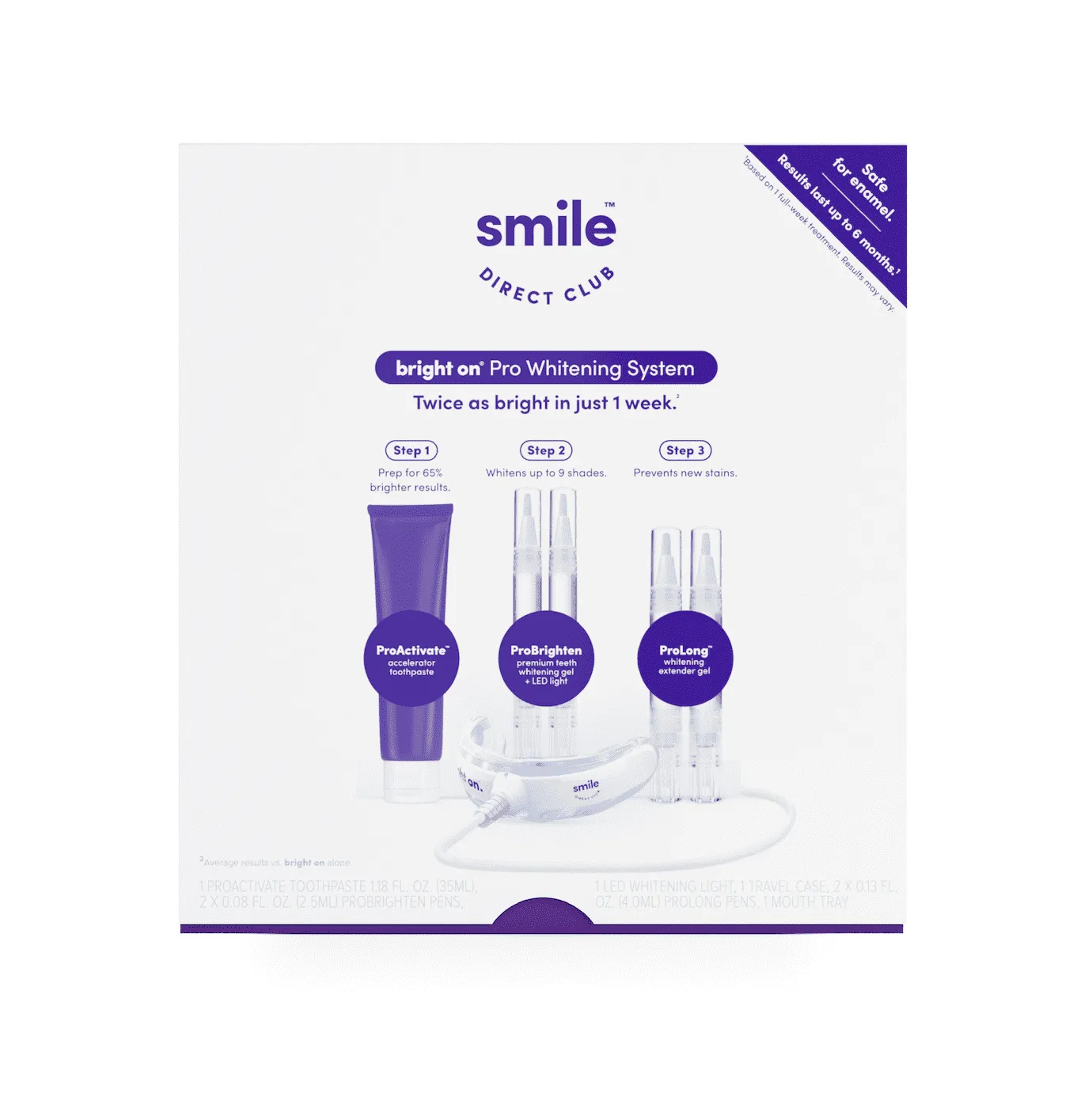 SmileDirectClub Pro Teeth Whitening System with LED Light - 4 Pack Pens and Whitening Toothpaste - Professional Strength Hydrogen Peroxide - Pain Free and Enamel Safe