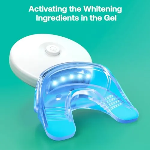 Teeth Whitening Kit, LED Teeth Whitening Light with 6 X 3ml Carbamide Peroxide Teeth Whitening Gel, Included 2 Mouth Trays & Tray Case and Brush, Safe Enamel, Fast and Gentle Teeth Whitening